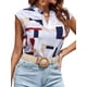 thumbnail image 2 of Camiseta para Mujer, Color Block, Cuello en V, Corta, Top de Moda, Informal, Holgada, de Verano. Color D L, 2 of 7