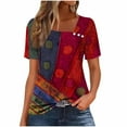 thumbnail image 2 of Xdegoge Summer Tops for Women Under 10 Plus Size Tees Short Sleeve V Neck T Shirt Fashion Gradient Printed Summer Tunic Tops Loose Fit Casual Blouses Past Orders Tracking My Recent Order, 2 of 7