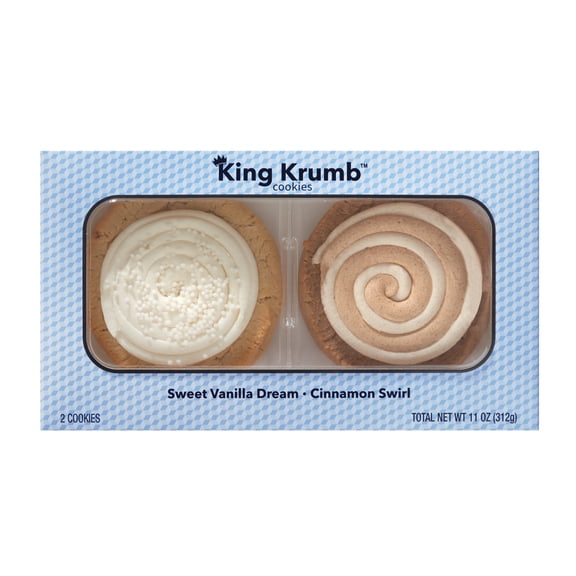 King Krumb Sweet Vanilla Dream and Cinnamon Swirl Bakery Cookies, 11oz, 2 Count, Ready to Eat