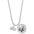 thumbnail image 1 of Delight Jewelry Silvertone Marathon - 26.2 with Pink Crystal Silvertone Script Initial Disc - W - Charm Necklace, 20"+3", 1 of 4