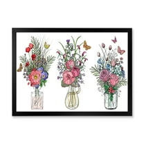 Designart 'Transparent Vases With Bouquets of Wildflowers II' Farmhouse Framed Art Print