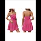 thumbnail image 3 of Vestido Corto de Verano 2025 con Estampado de para Mujer, Informal, Corte A, Sin Tirantes, con Top de Tubo y Fruncido. Rosa Roja XL, 3 of 7