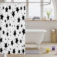 thumbnail image 3 of Manfei Cartoon Stars Shower Curtain 72Wx72L,Kawaii Polka Dot Bathroom Curtain,White Black, 3 of 5