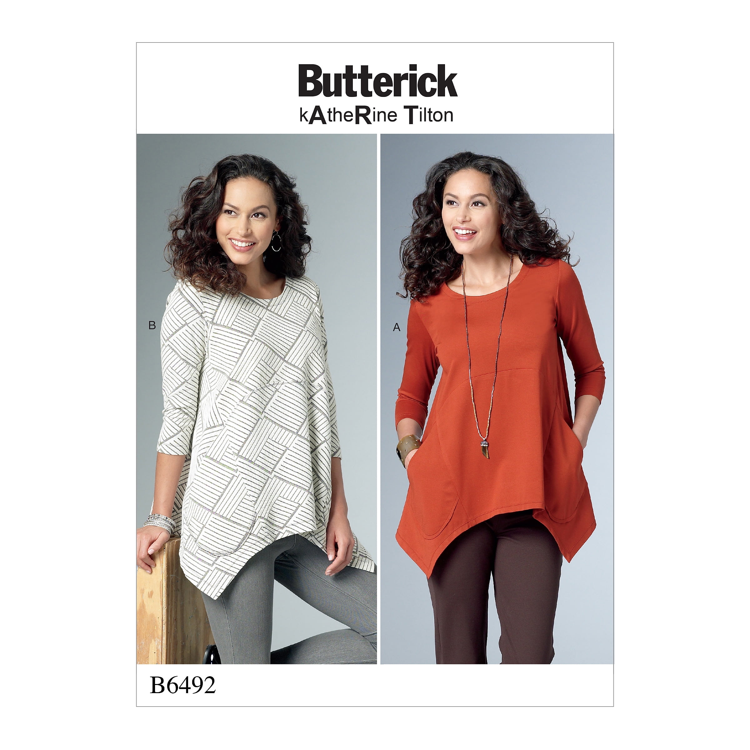 Butterick Pattern Misses' Loose Knit Tunics with Shaped Sides and