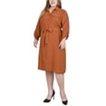 thumbnail image 2 of NY Collection Plus Size Long Roll Tab Sleeve Shirtdress, 2 of 4