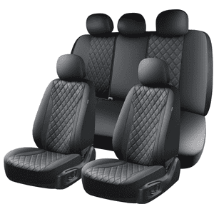 Coverado Black PVC Car Seat Covers, 9-Piece Full Set