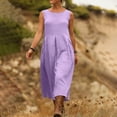 thumbnail image 5 of QIYAGBSA Sleeveless Maxi Dress for Women, Loose Fit Round Neck with Pockets for Summer Vacation, 5 of 8