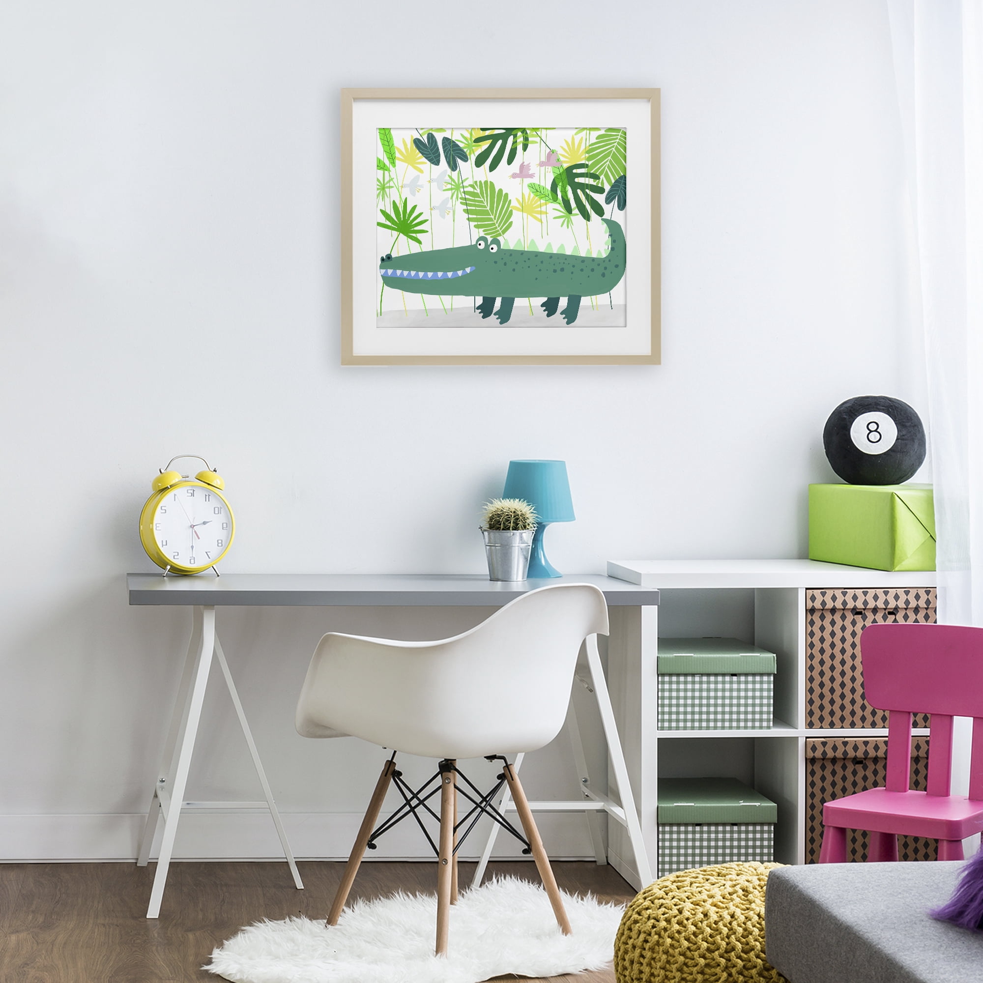 Stupell Industries Crocodile Jungle & Leaves Birch Framed Print Under Glass, design by Carla Daly