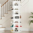 thumbnail image 2 of SpaceAid Rotating Shoe Rack Tower 7 Tier, Display Lazy Susan, White, 23.2"D x 23.2"W x 63"H, 2 of 6