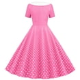thumbnail image 3 of Dvprdro Robe de Bal pour Femme Invitée de Mariage Mode Vintage à Pois Imprimée Manches Courtes Ligne A Évasée Cocktail Fête Robe Midi, 3 of 5