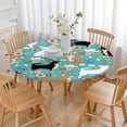 thumbnail image 3 of Chihuahua and Flower Florals Round Fitted Tablecloth with Elastic Edge,Dining Table Cover Waterproof,Outdoor Round Tablecloth for Camping,Dining,Indoor and Outdoor, 3 of 7