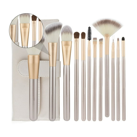 FONDOTIN 1Set White Nylon Mascara Brush Set with Wood Handle for Professional Makeup and Eyebrow Combing