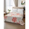 thumbnail image 2 of Red Orange Coastal Flat Sheets Only Queen Size, Soft Breathable Bed Top Sheets for Mattress, Summer Beach Starfish Coral Nautical Rustic Bedding Flat Sheets for Home Hotel Bedroom Bed Protection, 2 of 9