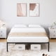 thumbnail image 5 of 16-pulgada metal queen marco de cama con almacenamiento: negra platform, steel slat support, no box spring, heavy-duty, 5 of 7