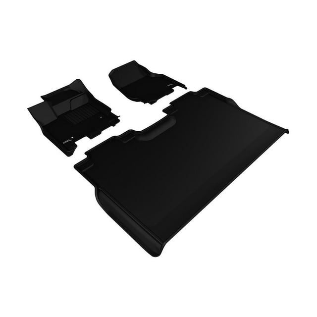 Convient 2015-2023 Ford F-150 Tapis 3D Doublure de Sol L1FR08301509 MAXpider; Ajustement Personnalisé; Bord Surélevé; Noir; Texture en Caoutchouc Thermoplastique Fibre de Carbone; 3 Pcs