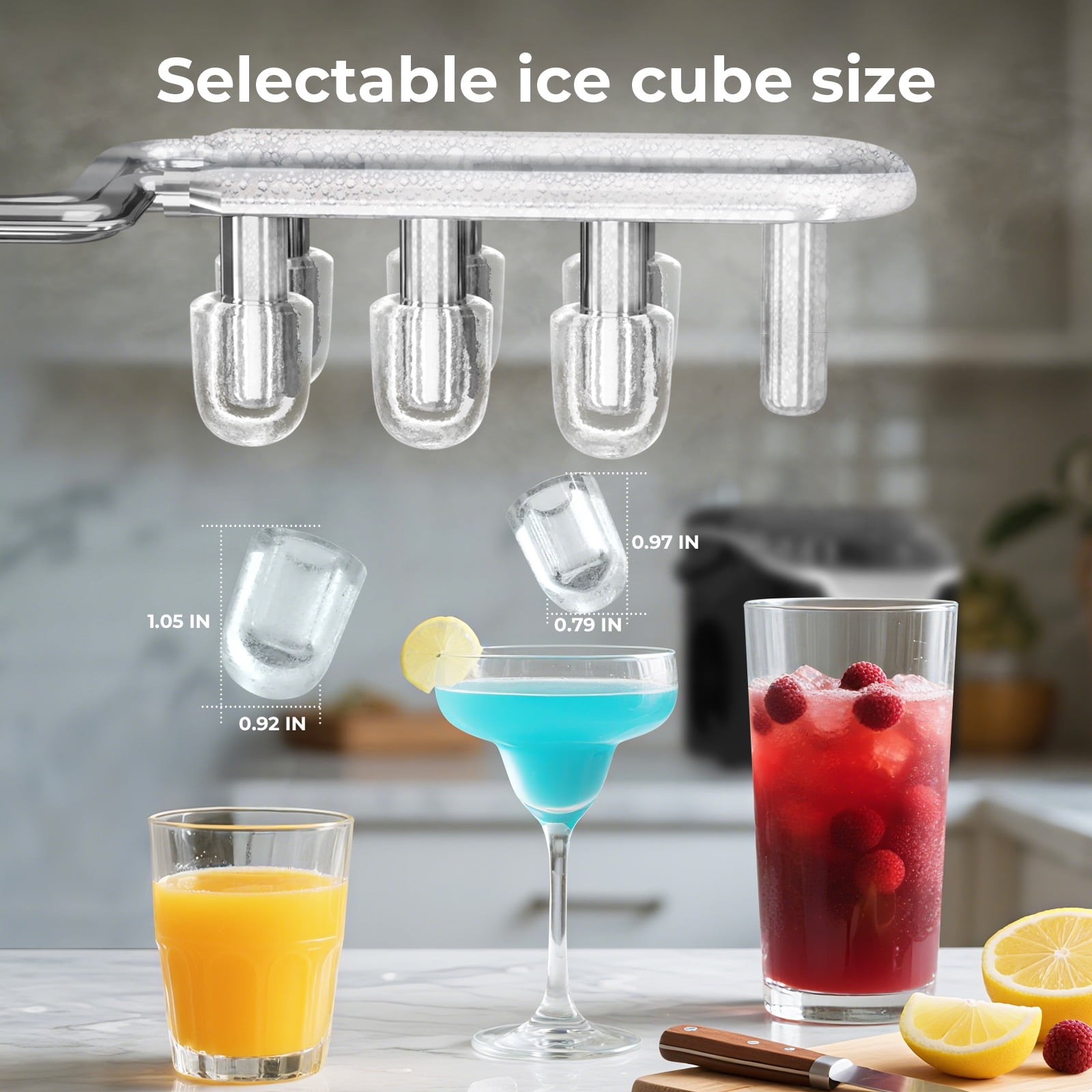 WAA Countertop Ice Makers, 26.5Lbs/Day, Quiet Portable Mini Ice Machine, Purple
