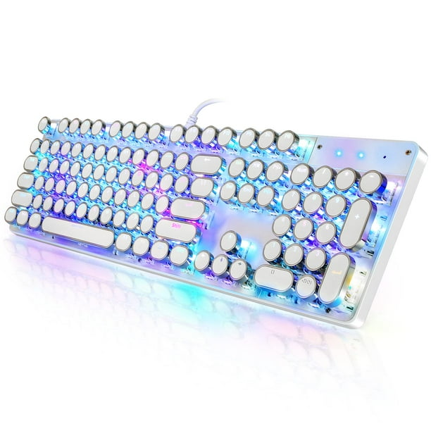 Teclado mecánico para juegos YSCP, estilo máquina de escribir RGB, 104 teclas
