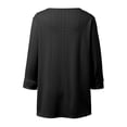 thumbnail image 5 of Fgnfyis T Shirts For Women Summer 3/4 Sleeve V Neck Long Sleeved Casual Loose Fitting Solid Color Top Womens Long Sleeve Tops Black XXL, 5 of 5