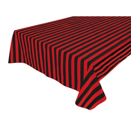 

Cotton Tablecloth Stripes Print / 1 Inch Wide Stripe Red and Black