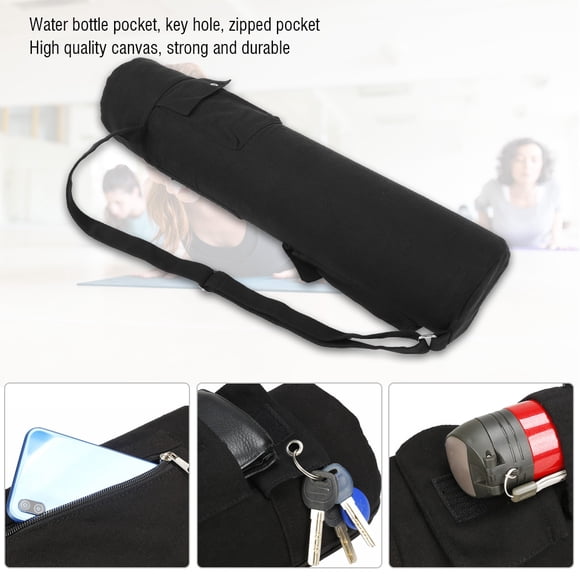 Bolsa Para Esterilla de Yoga, Bolsa de Almacenamiento de Lona Negra para Esterilla de Yoga, SE Adapta A Esteras de Todos los Tamamos, Bolsa de Yoga, Bolsa de Transporte Con