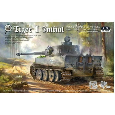 Assembly plastics model kit TK7204 1/72 Scale Tiger I Initial Production Sd.Kfz.181 Pz.Kpfw.VI Ausf.E Model Kit Border Model