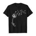 thumbnail image 4 of ZOHIUM Summer Outfits for Women Women Tops Women's Cute Roundv Neck Sunflower Wildflower Flower Lovers Graphic Casual Printed Tee Tops Black Shirt Women's （Black,L), 4 of 5