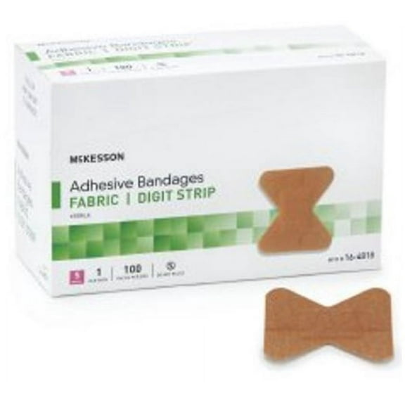 McKesson Adhesive Strip 1.7 X 2 Inch Fabric Fingertip Tan Sterile, 16-4818 - BOX OF 100