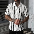 thumbnail image 4 of FRSASU Men's Summer Striped Shirts Casual Button Down Textured Short Sleeve Collared Vintage Beach Shirts White, 4 of 7