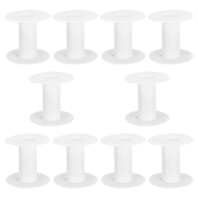 MOVTOTOP 10pcs Plastic Empty Spools, Empty Thread Bobbins Spools Small Wire Bobbins Thread String Bobbin Spools for Embroidery Sewing Machines Crafting Beading Projects White