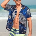 thumbnail image 5 of Lsque Blue Heron Floral Garden pattern Hawaiian Shirt for Men, Unisex Summer Beach Casual Short Sleeve Button Down Shirts-Small, 5 of 9