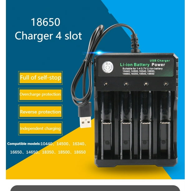 3.7V 18650 Chargeur Li-ion Batterie USB Charge Indépendante Portable 18350 16340 14500 Chargeur de Batterie Quatre Emplacements