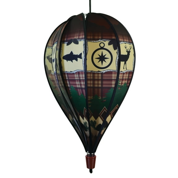 In the Breeze Rustic Lodge Hot Air Balloon - 10 Panel Spinning Balloon - Outdoor Hanging Decoration