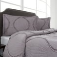 thumbnail image 2 of Quilt and Sham Set- Hypoallergenic 3 Piece Oversized King Quilt Bed Set with Curved Ruffle Design- Charlize Series By Lavish Home (Silver), 2 of 5