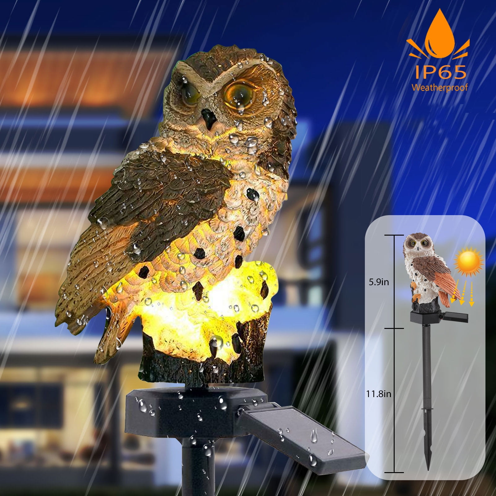 LED Garden Solar Lights Owl Shape, EEEkit Resin Owl LED Decorative