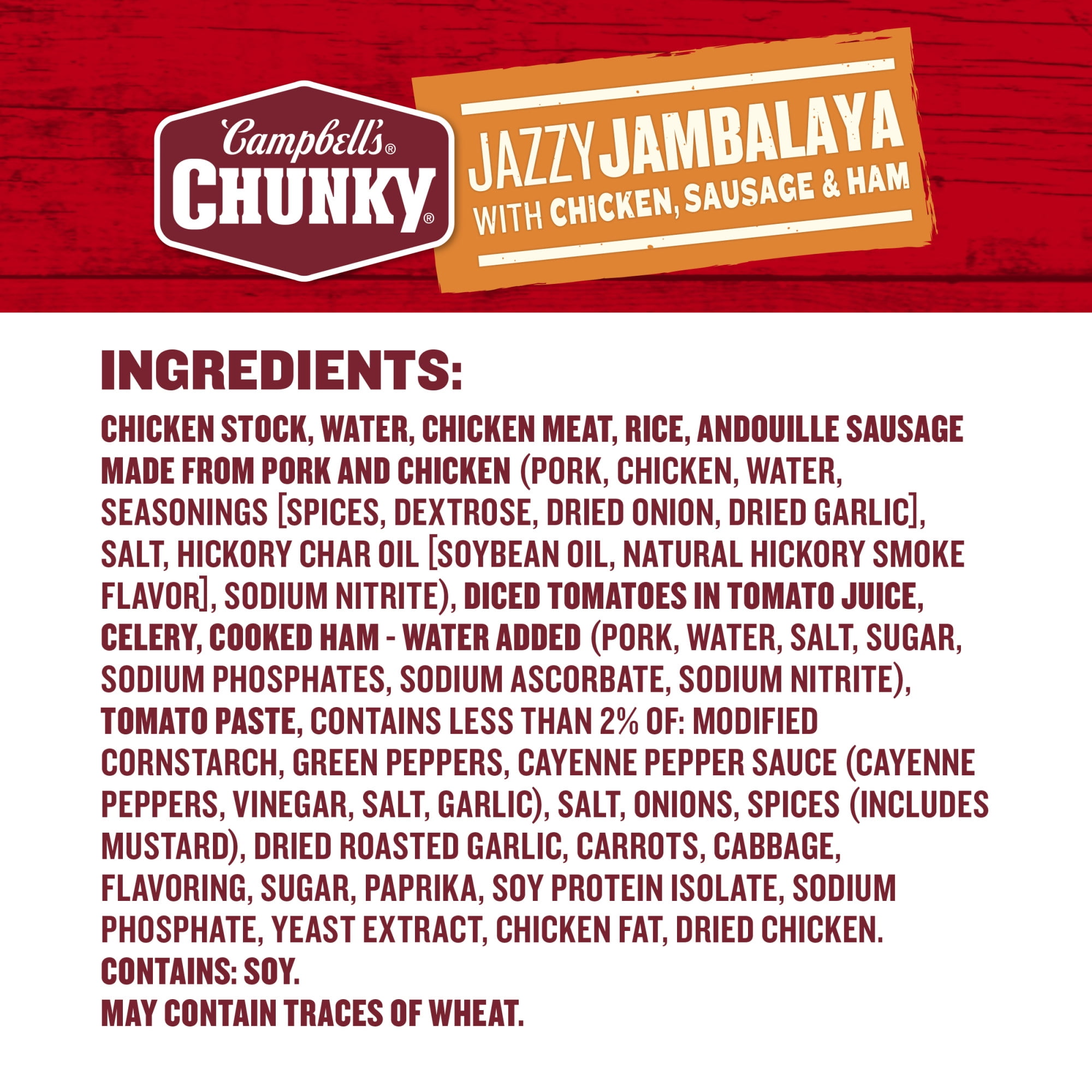 (12 pack) Campbell’s Chunky Soup, Jazzy Jambalaya with Chicken, Sausage and Ham Soup, 18.6 oz Can