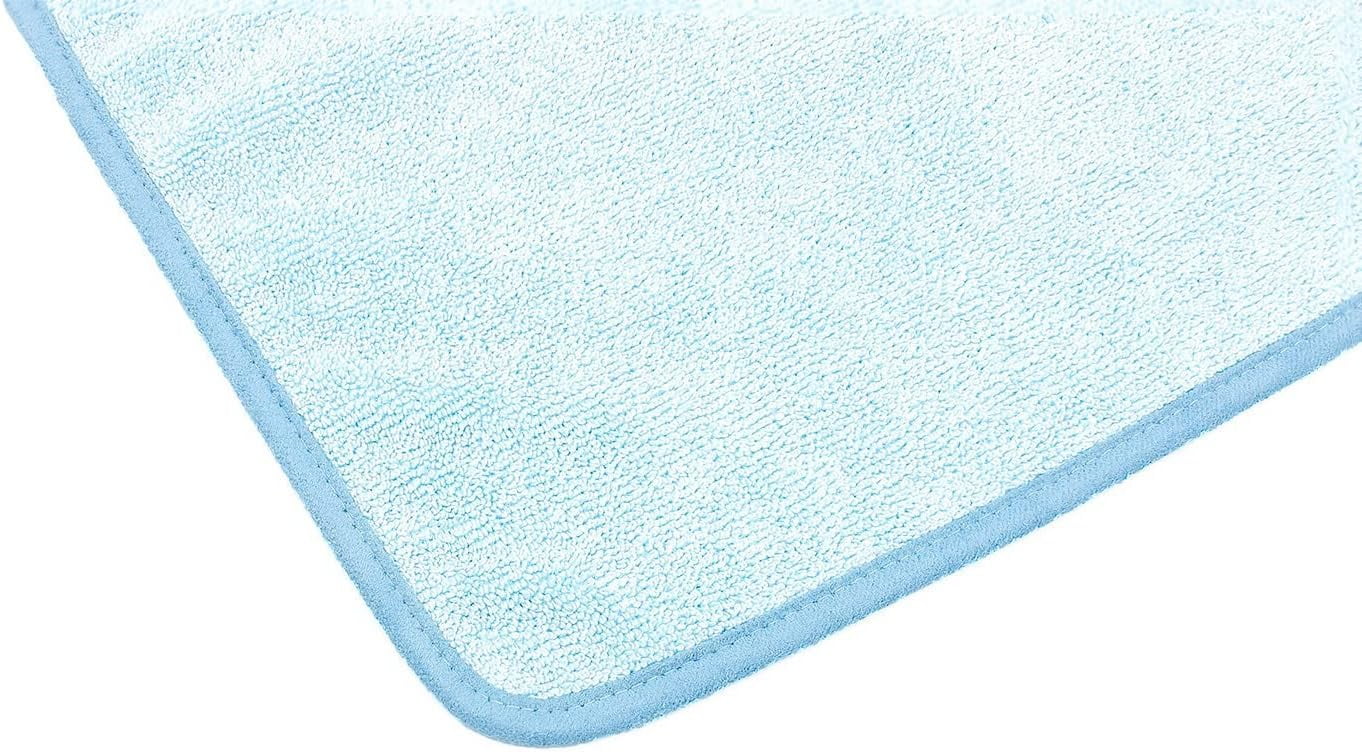 The Rag Company – Premium FTW – Microfiber Cleaning Towels for Glass, Windows, Mirrors & Polished Surfaces, Streak-Free, Scratchless, 16in x 16in, Light Blue, 3-Pack