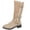 Khaki, variant on Viluyesy Womens Knee High Boots Faux Fur Trim Double Buckle Low Heel Side Zipper Faux Suede Riding Style Comfortable Shoes Black Size 9.5