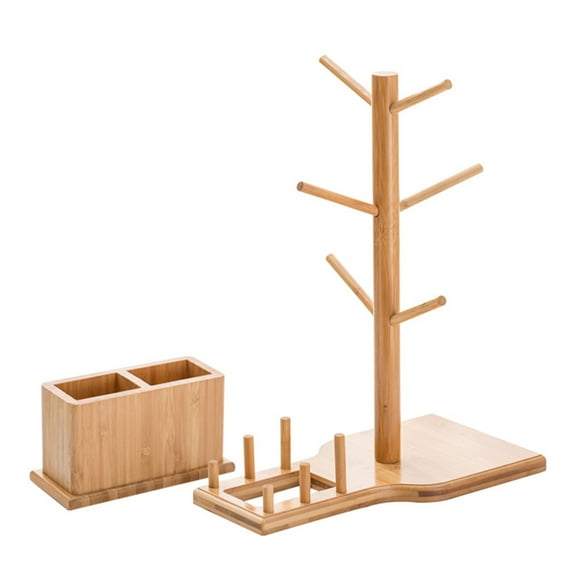 Zehuanyu  Hanging Mug Rack Bamboo Cup Holder Countertop Tree Storage Organizer