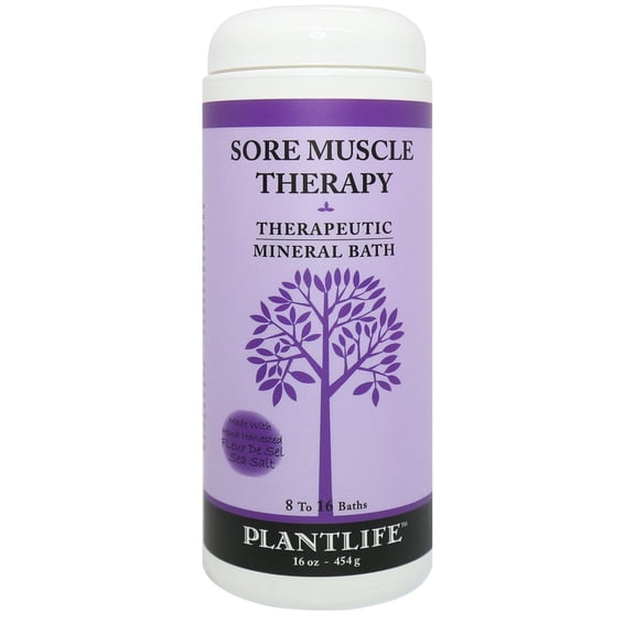 Plantlife Sore Muscle Therapeutic Mineral Bath Salt – Soothing Aromatherapy Soak for Tired Muscles, 16 oz