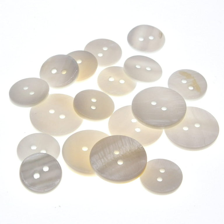 White Genuine Mother of Pearl Buttons Set,22PCS/Pack(16PCS 15MM+6PCS  20MM),2 Holes Bulk Natural MOP Pearl Shell Buttons for DIY Sewing  Crafts,Shirts