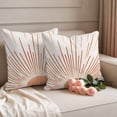 thumbnail image 4 of 2 Pack Outdoor Waterproof Throw Pillow Covers,Boho Sun Arch Orange Stripe Decorative Square Pillow Case Patio Pillowcases for Chair Couch Sofa 16x16in, 4 of 9