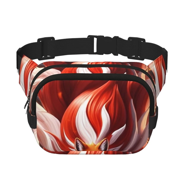 Balery Red Leaf Flame Fox Mochila Cinturón para Mujeres y Hombres, Bolsa de Cintura Impermeable de Doble Capa con Correa