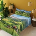 thumbnail image 3 of Ambesonne Mountain Fitted & Top Sheet Set with Shams, Alps in the Spring, Green Blue, 3 of 5
