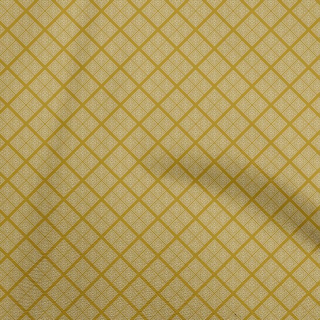 oneOone Georgette Viscose Yellow Fabric Geometric Craft Projects Decor Fabric Printed By The Yard 42 Inch Wide