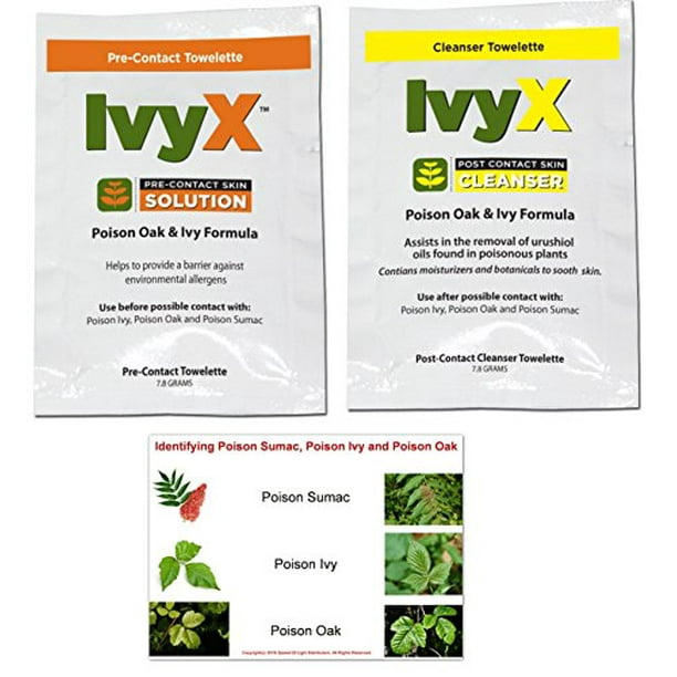 Ivyx Poison Oak Poison Ivy Pre Contact Post Contact Urushiol Block And Cleanser Combo 15 Individual Travel Towelettes Each 30 Total Includes Poison Ivy Poison Oak And Poison Sumac Id Placard