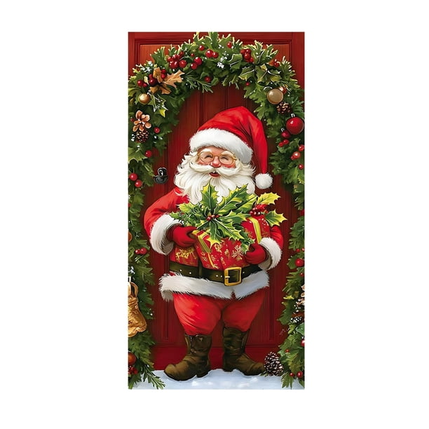 Decoraciones de la Puerta de Navidad Cortinas de la Puerta de Navidad Decoración de la Fiesta Del Festival Colgante de la Puerta de Santa Claus en Stock Decoraciones de la Fiesta de Navidad