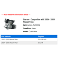 thumbnail image 2 of Starter - Compatible with 2004 - 2009 Nissan Titan 2005 2006 2007 2008, 2 of 2