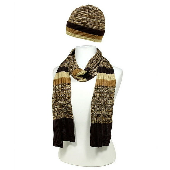 BAG1999 Women's Soft Feel Knitted Hat, Scarf & Glove Set, Brown, 1 Pack, SFHT-MFL1221.01
