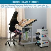 Studio Designs Deluxe Craft Station Mobile Drawing Craft Desk with Adjustable Top and Storage White/Maple
