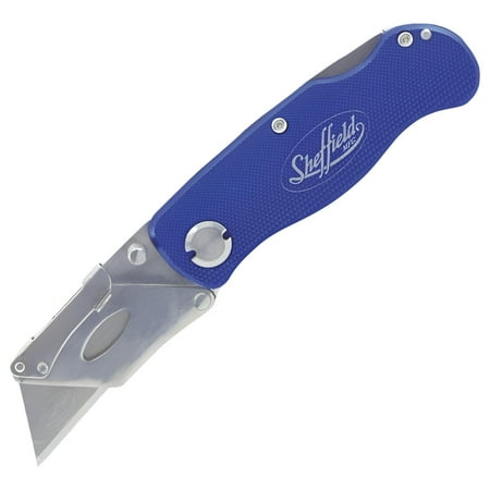 Sheffield Quick Change Folding Utility Knife, 6 inch, Blue